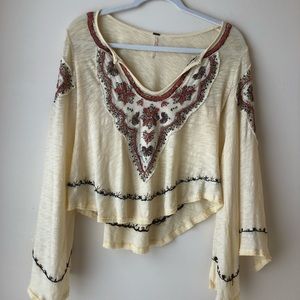 Long sleeve embroidered Free People top